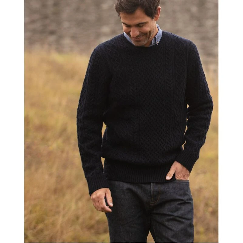 John Partridge Wave Panel Crew Neck Pullover Navy Sportpursuit