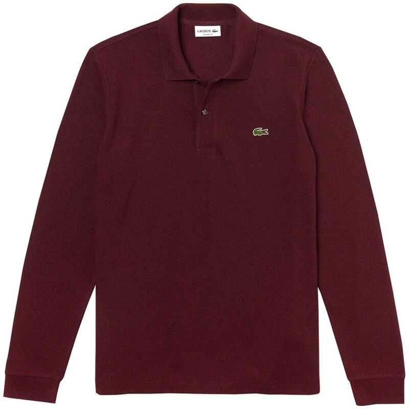 Lacoste long sale sleeve polo burgundy