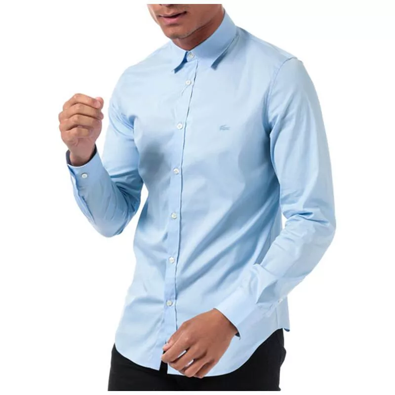 Lacoste men's slim fit stretch outlet cotton poplin shirt