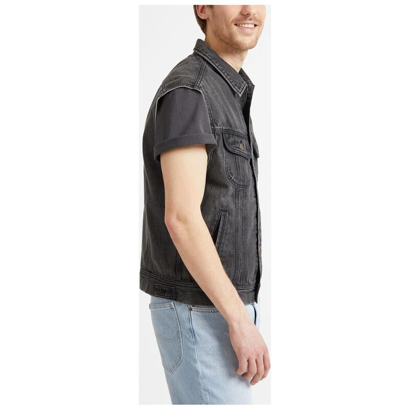 Black cut off denim jacket sales