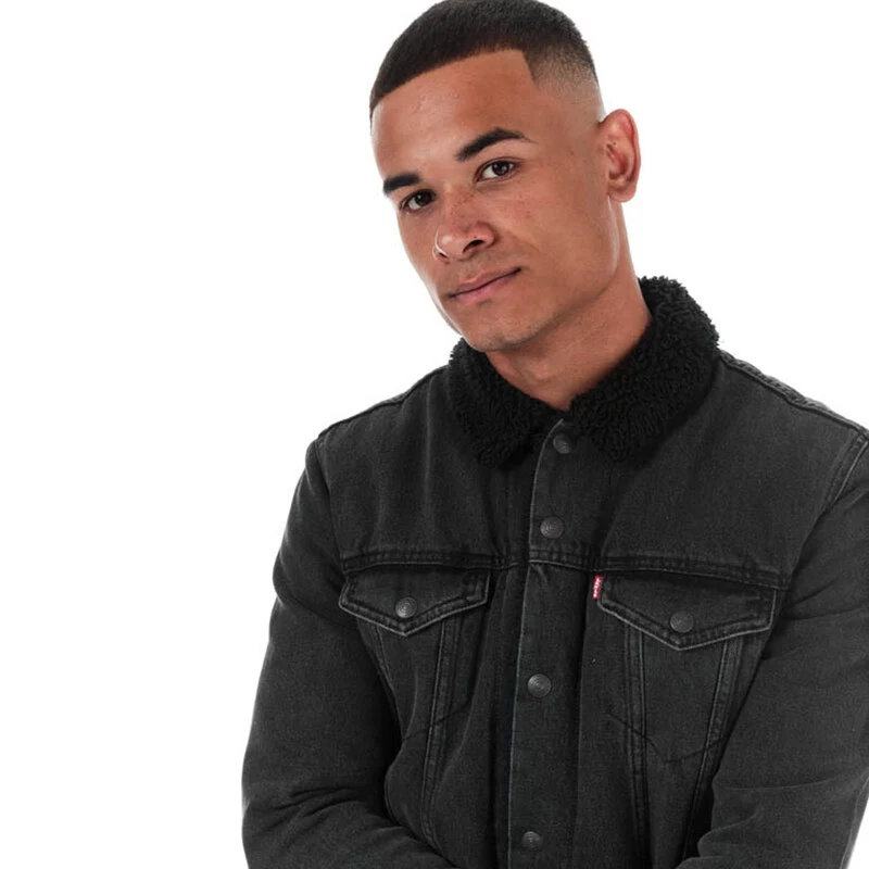 Levi's mens black sherpa trucker top jacket