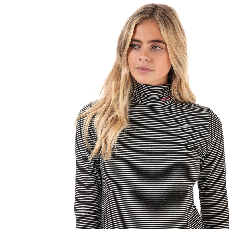Levi s Womens Stripe Turtleneck Long Sleeve Top Black White Sportp