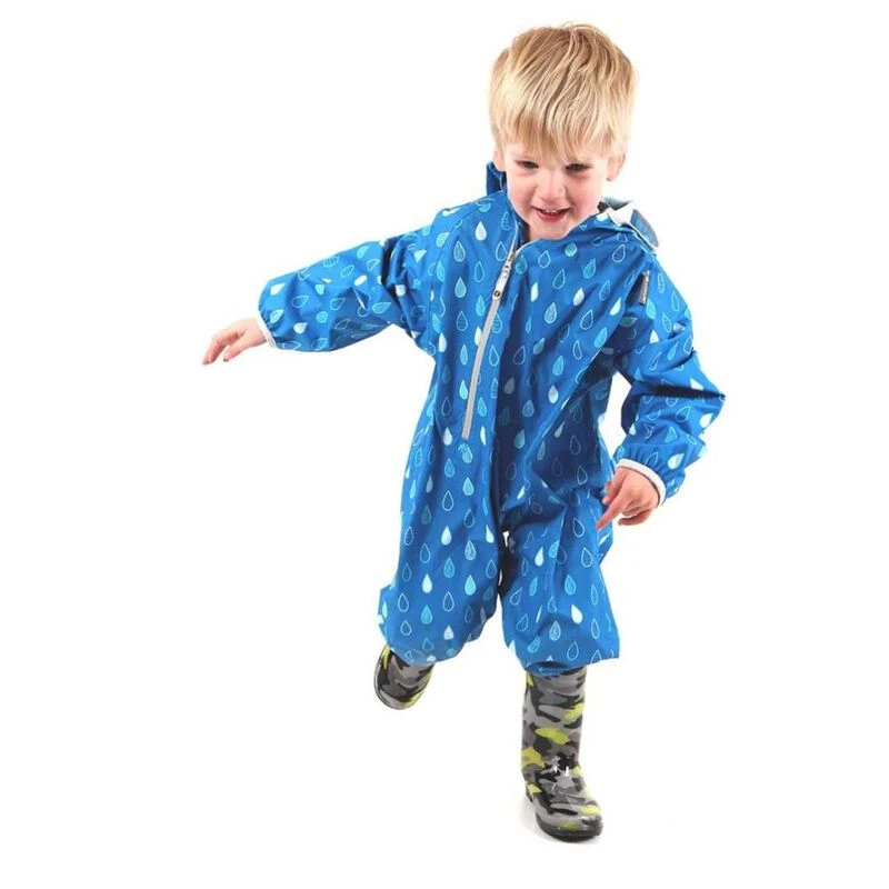 LittleLife Kids All in One Waterproof Suit Blue Raindrops Sportpur