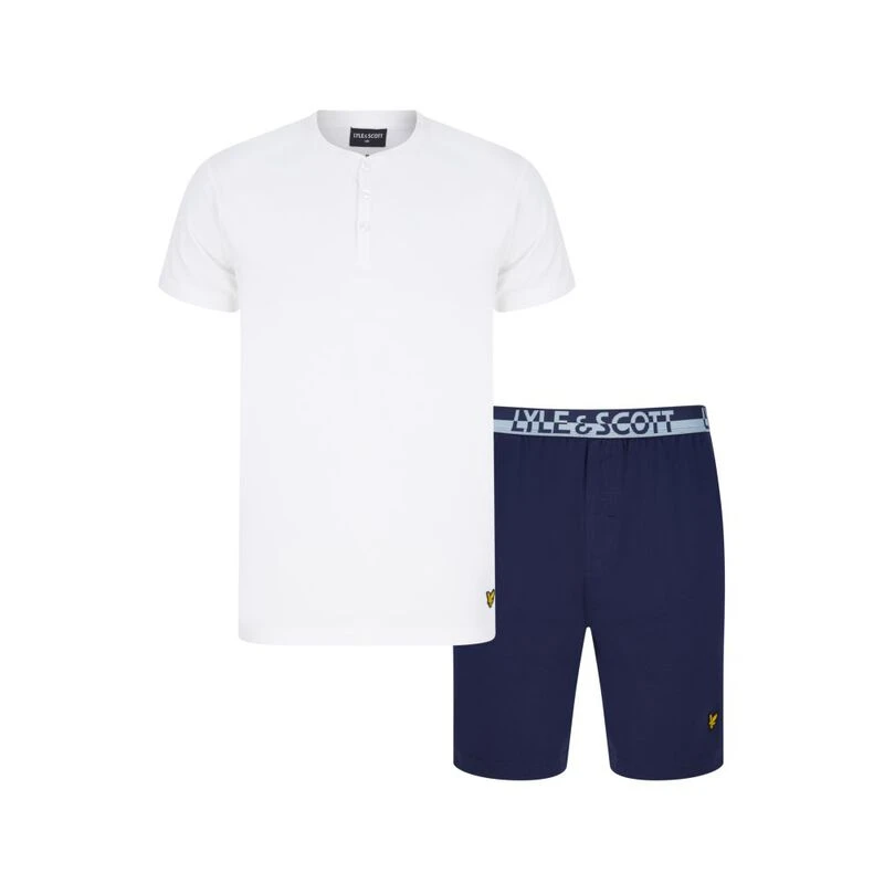Lyle & Scott Mens Hudson Pyjamas T-Shirt and Short Set (Bright White/P