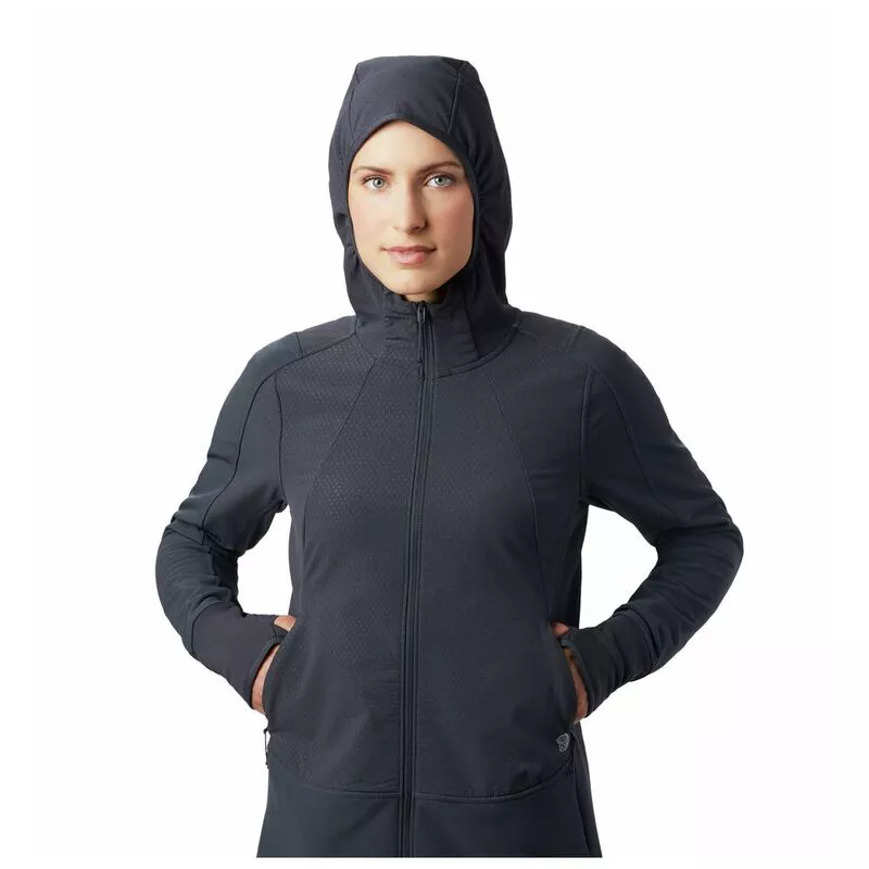 Mountain Hardwear Womens Keele Hybrid Hooded Jacket Dark Storm Spo
