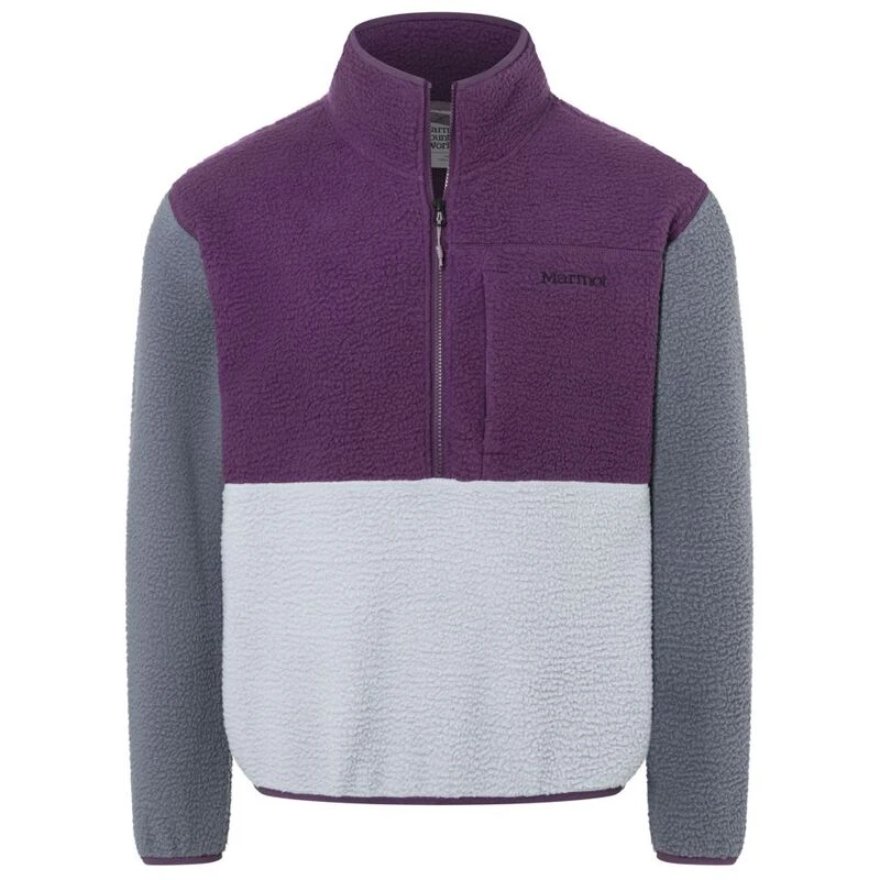 Marmot Mens Aros Fleece 1 2 Zip Pullover Purple Fig Steel Onyx Sleet