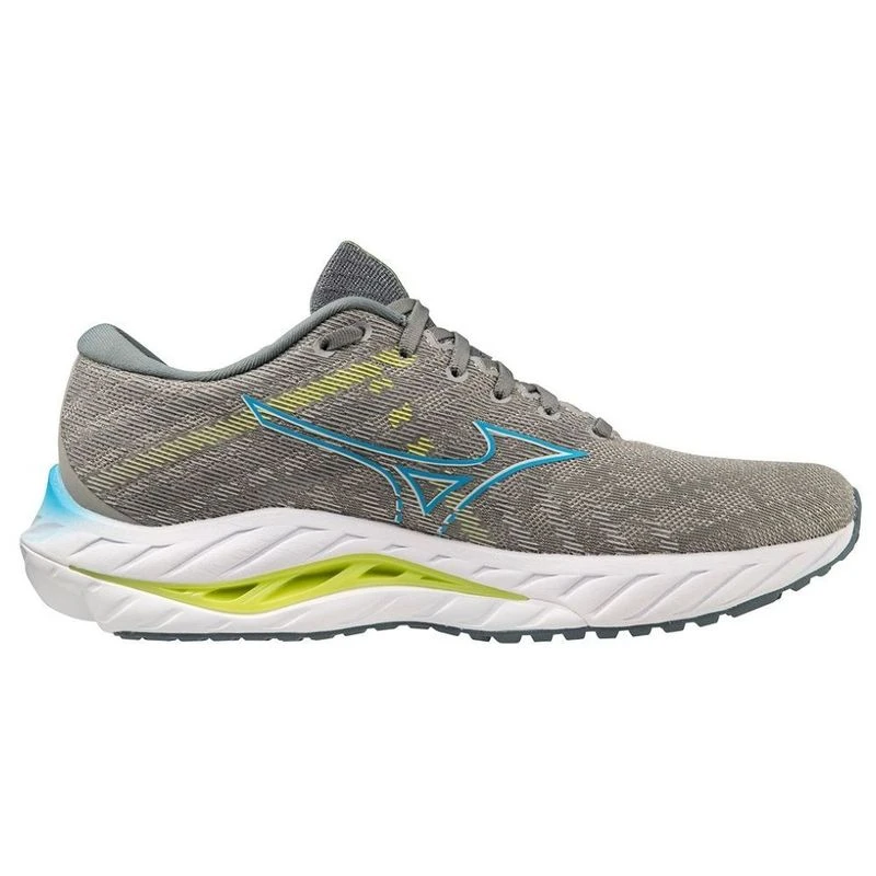 Mizuno Mens Wave Inspire 19 Running Shoes Grey Jet Blue Sportpursu