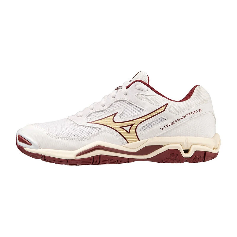 Mizuno Womens Wave Phantom 3 Handball Shoes White Cabernet Mp Gold