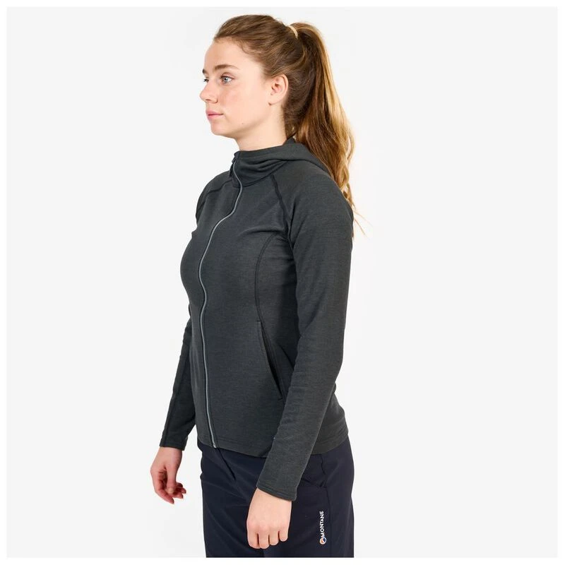 Montane Womens Spinon Hooded Fleece Jacket (Charcoal) | Sportpursuit.c