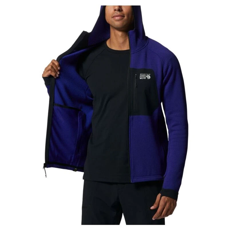 MountainHardwear Mens Polartec Power Grid Hooded Jacket Klein Blue He