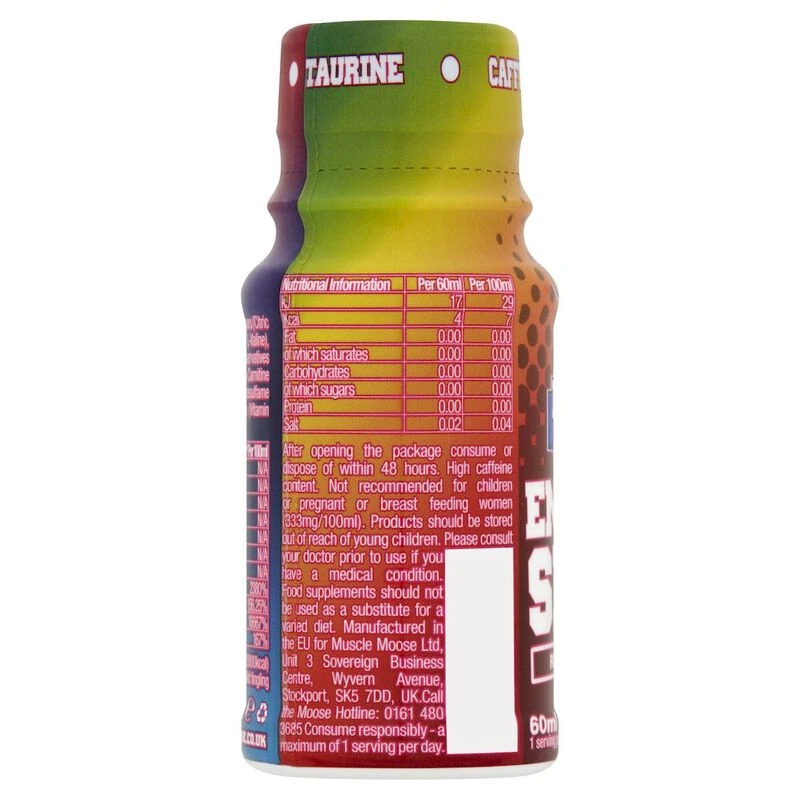 Muscle Moose Moose Juice Energy Shot 12 x 60ml (12 x 60ml Rainbow Ca