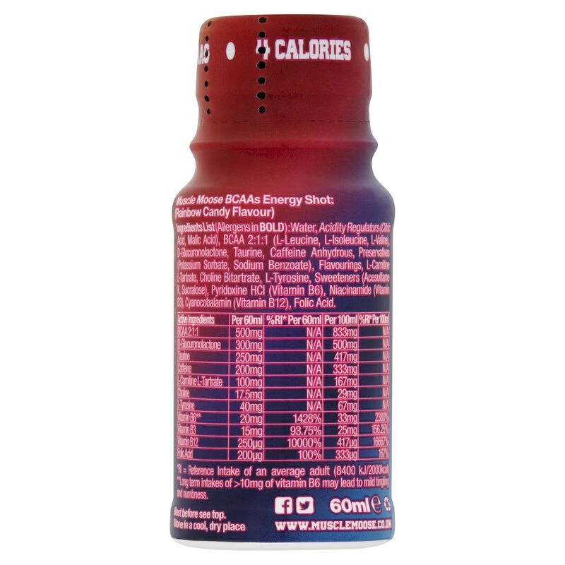 Muscle Moose Moose Juice Energy Shot 12 x 60ml (12 x 60ml Rainbow Ca