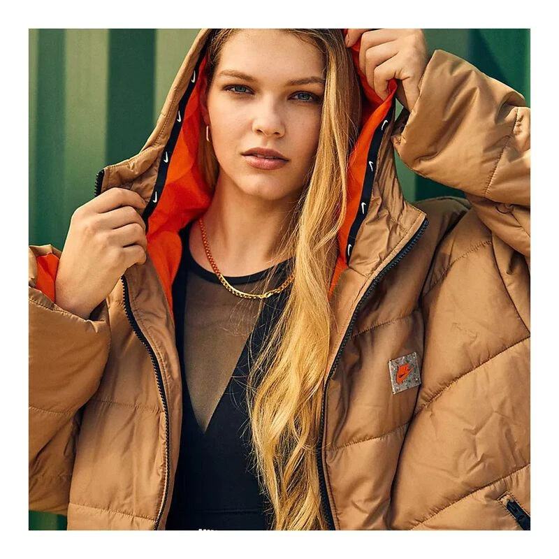 Nike Womens NSW Syn Tf Rpl Puffer Jacket Dark Driftwood Safety Orange