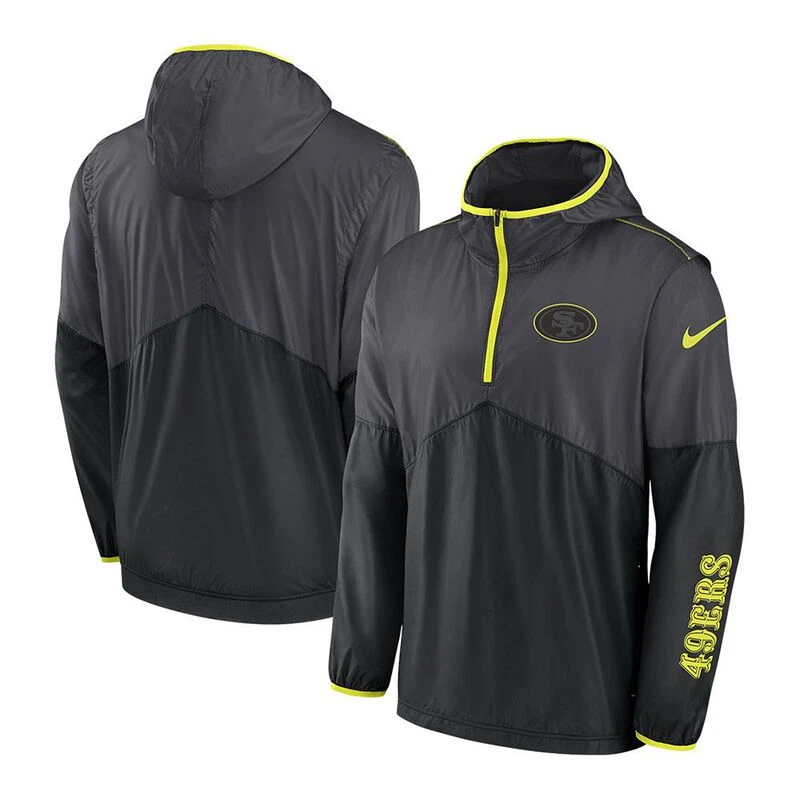 Nike Mens San Francisco 49ERS Volt Jacket Anthracite Black Sportpu