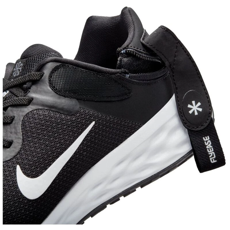 Nike Mens Revolution 6 FlyEase Running Shoes Black White Iron Grey