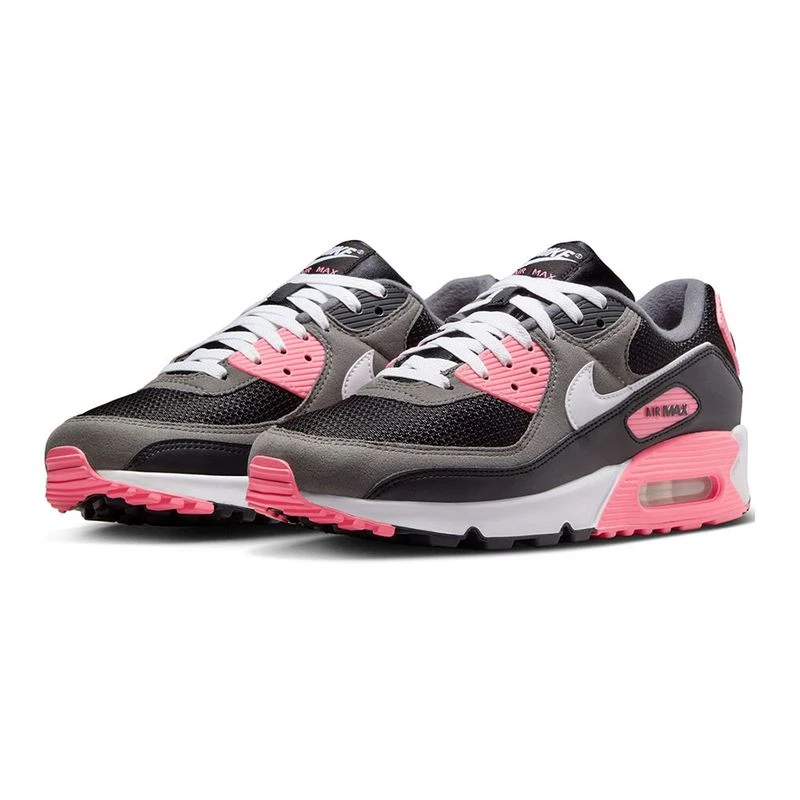 Nike Mens Air Max 90 Casual Shoes Black White Iron Grey Sunset Pulse