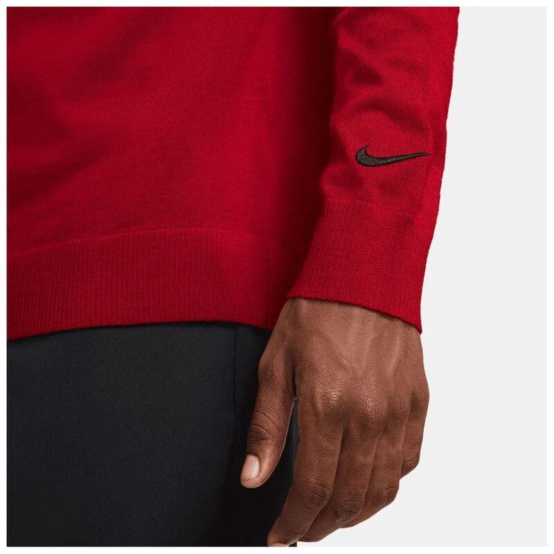 Nike Mens Tiger Woods Knit Golf Long Sleeve Top Gym Red Black Spor