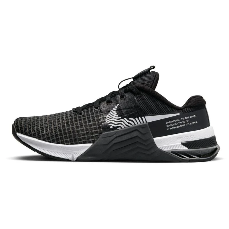 Nike Womens Metcon 8 Running Shoes Black White Dk Smoke Grey Smoke Gr