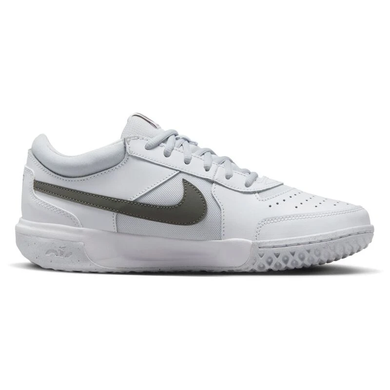Nike Womens NikeCourt Air Zoom Lite 3 Tennis Shoes (White/Flat Pewter/