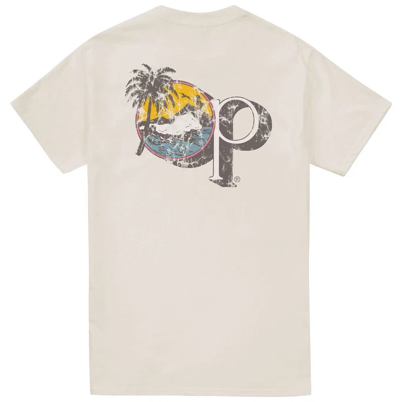Ocean Mens Beach Scene T-Shirt (Vintage White) Sportpursuit.