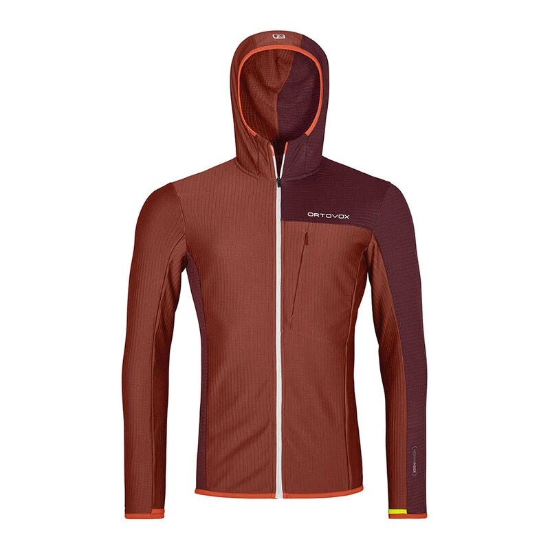 Ortovox Mens Light Grid Hooded Jacket (Orange) | Sportpursuit.com