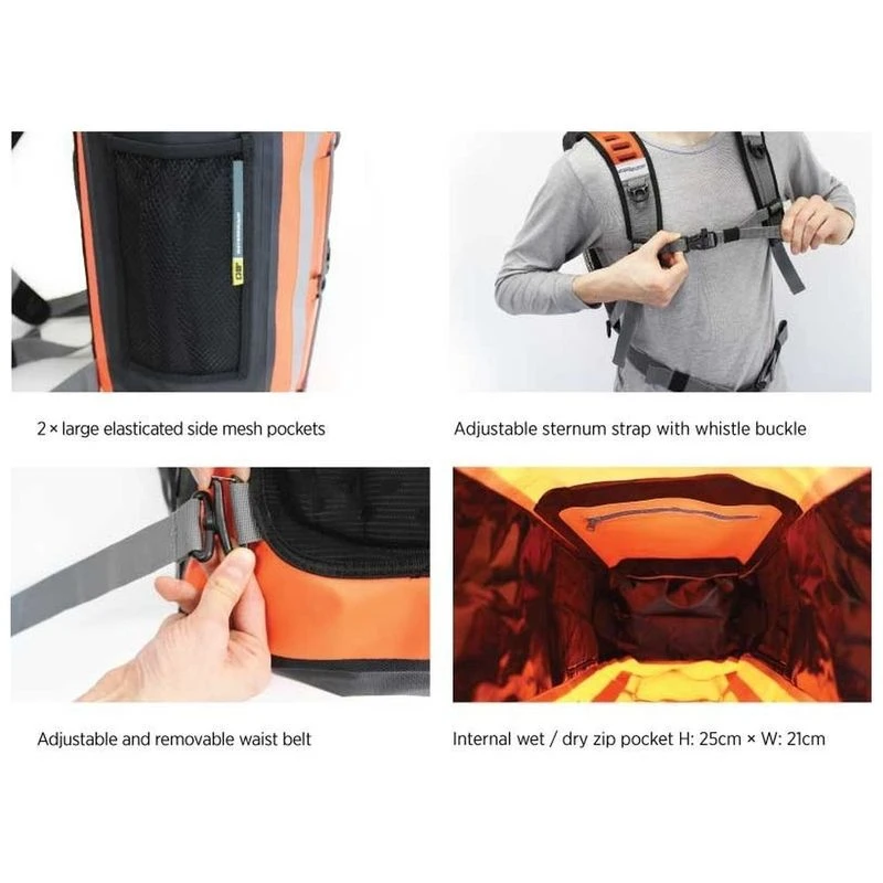 Overboard Pro Vis 30L Waterproof Backpack High Vis Yellow Sportpur