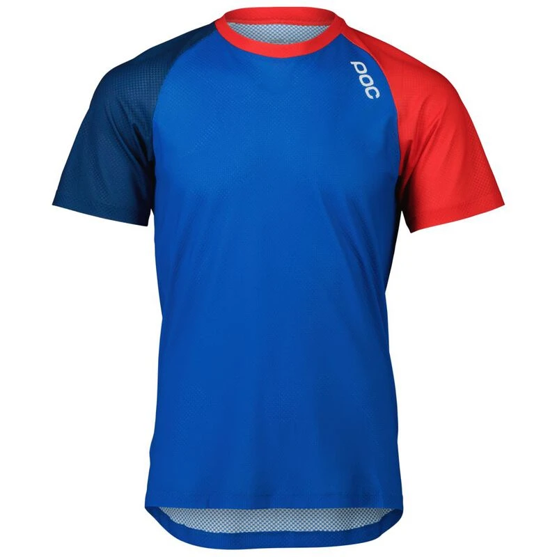 POC Mens MTB Pure Jersey Light Azurite Blue Lead Blue Prismane Red