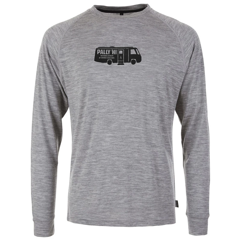 Pallyhi Mens Outdoor Activism Merino Long Sleeve T Shirt Heather Grey