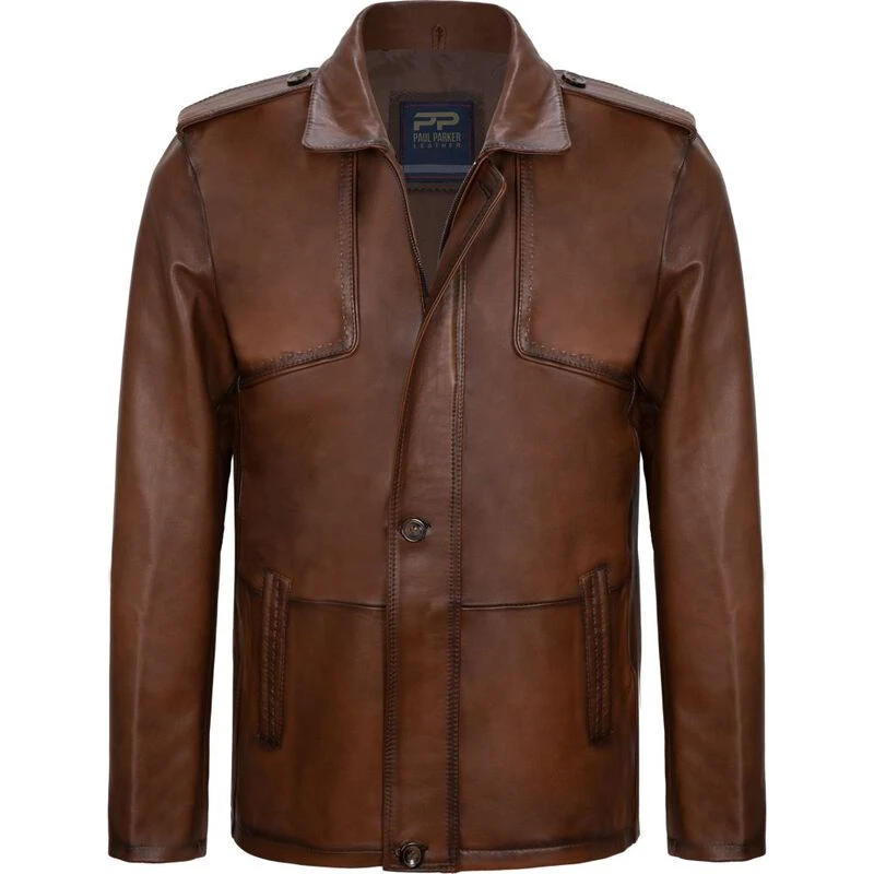 Paul Parker Mens PDY2170 Leather Jacket Nuts Sportpursuit
