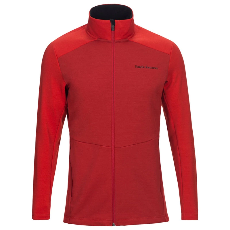 Peak Performance Mens Helo Mid Layer Zip Up Jacket Red Pompeian Sp