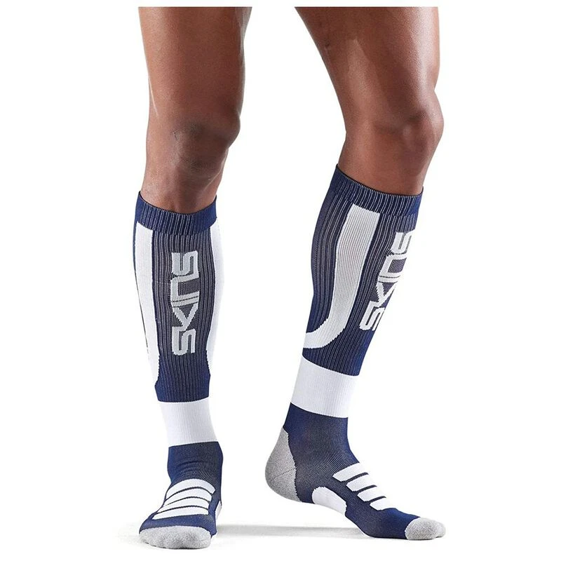 Skins Men's Active Essentials Compression Socks White/Bright Blue Small 