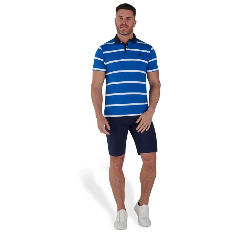 Raging Bull Mens Fine Stripe Rugby Polo Shirt (Cobalt Blue) Sportpur