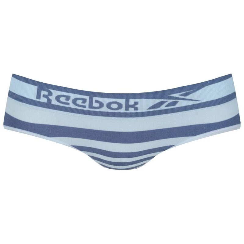 Reebok Womens Seamless Briefs (2 Pack - Glass Blue/Slate Blue Stripe)