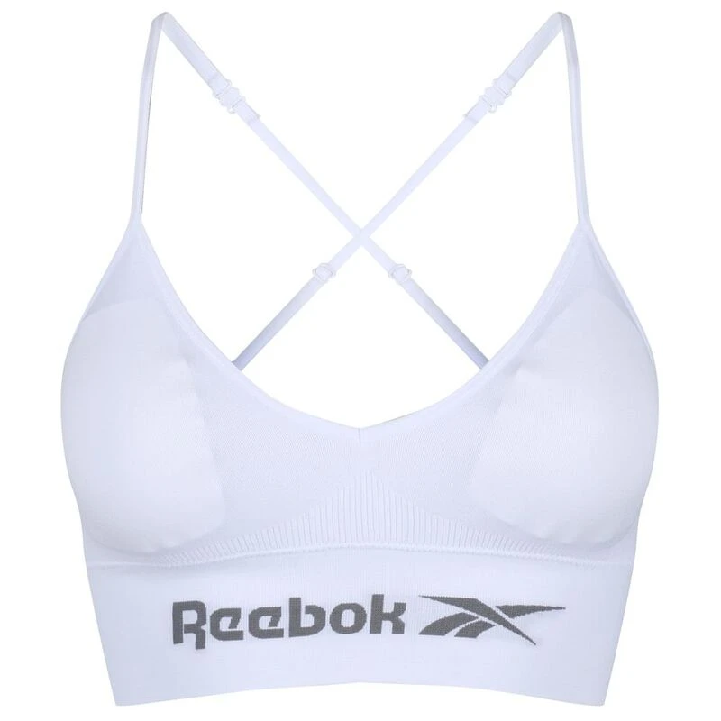 Reebok Womens Seamless Logo Sports Bra (White)