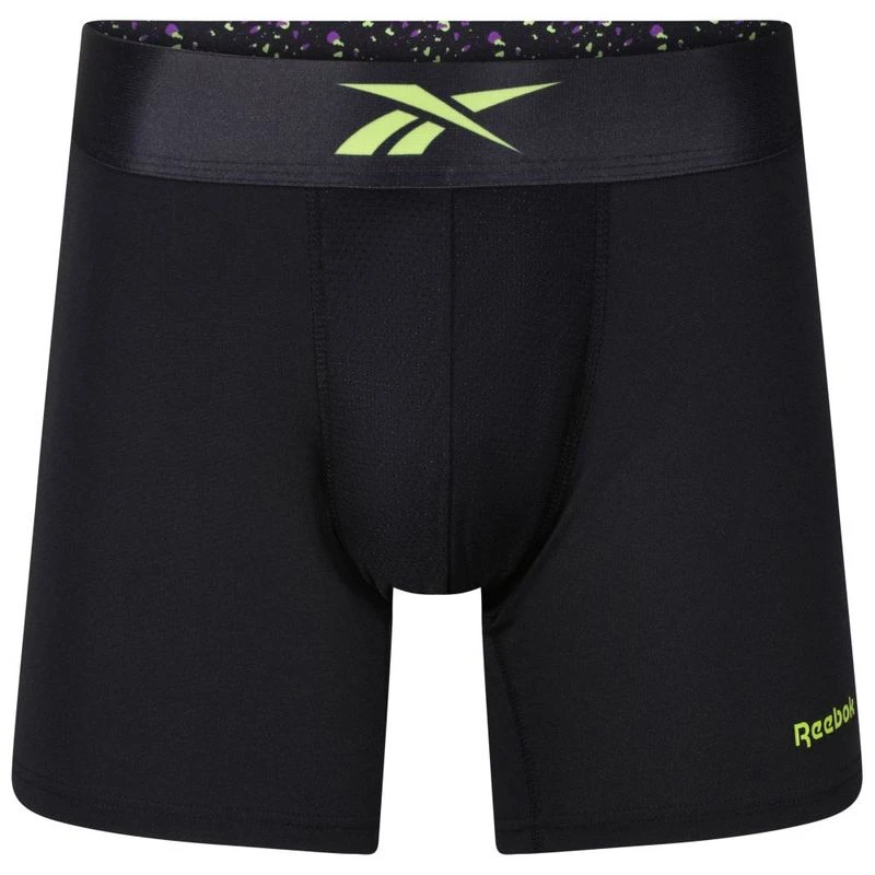 Reebok Mens Trainer Underwear Black Print Acid Yellow Sportpursuit