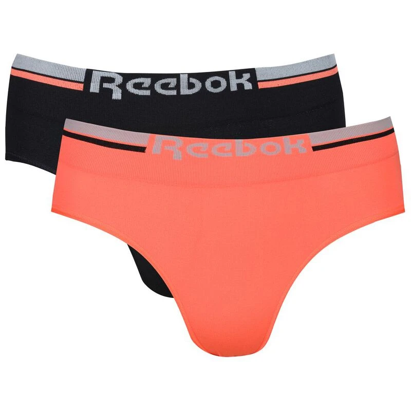 Reebok Womens Sless Pack of 2 Underwear (Black/Orange Flare)