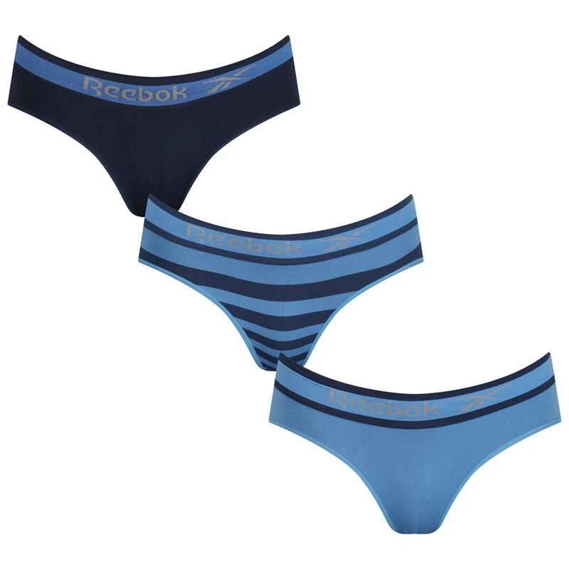 Reebok Womens Sless Briefs (3 Pack - Batik Blue/Stripe/Essential Blue)