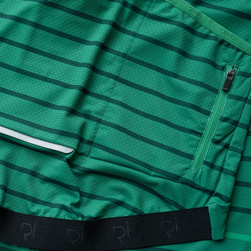 Rivelo Mens Barhatch Jersey (Green Stripe) | Sportpursuit.com