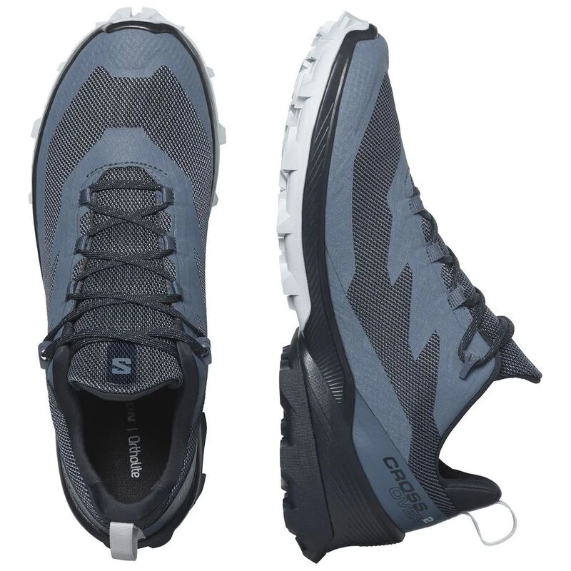 Salomon Mens Cross Over 2 GTX Hiking Shoes (Bering Sea/Carbon/Pearl Bl