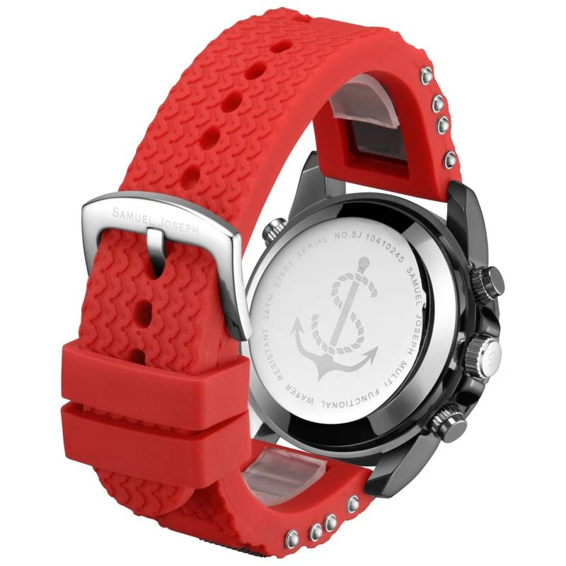 Samuel Joseph Mens Limited Edition Designer Casual Watch Red Sport