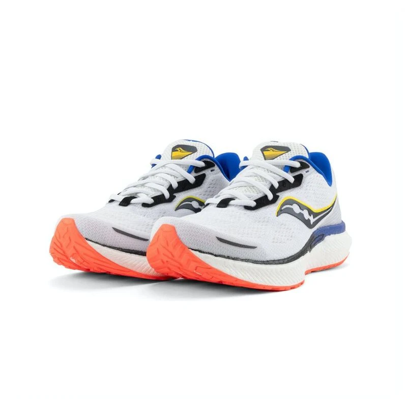 Saucony Mens Triumph 19 Running Shoes White Black Vizi Sportpursui