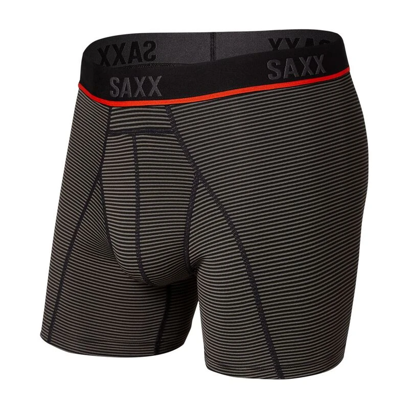 Saxx Mens Kinetic Mesh Boxer Briefs (Grey Feed Stripe II) | Sportpursu