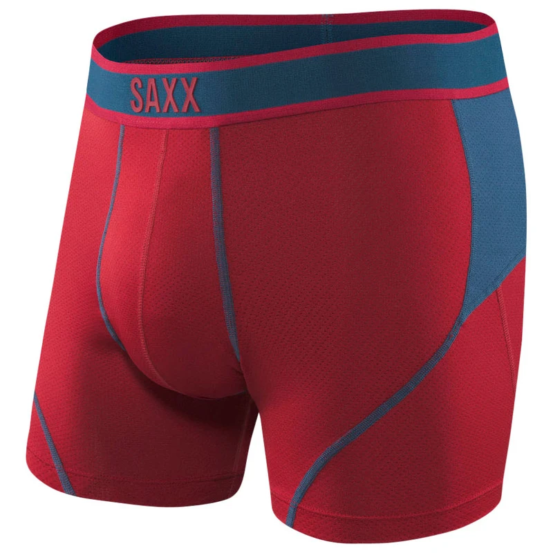 Saxx Mens Kinetic Boxer Briefs (Deep Red/Blue)