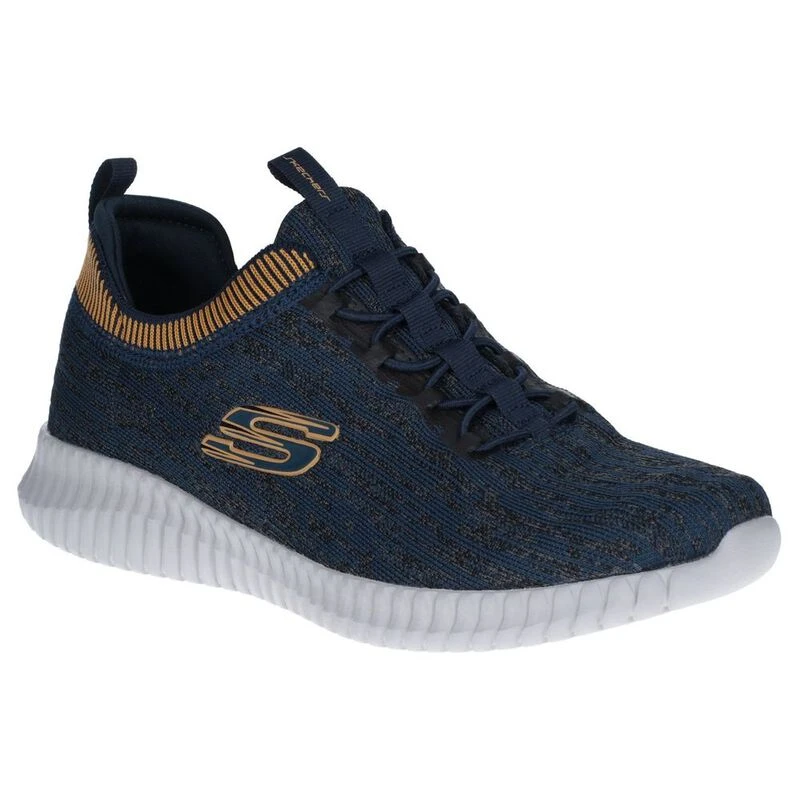 Skechers Mens Elite Flex Hartnell Slip On Shoes Navy Yellow Sportp