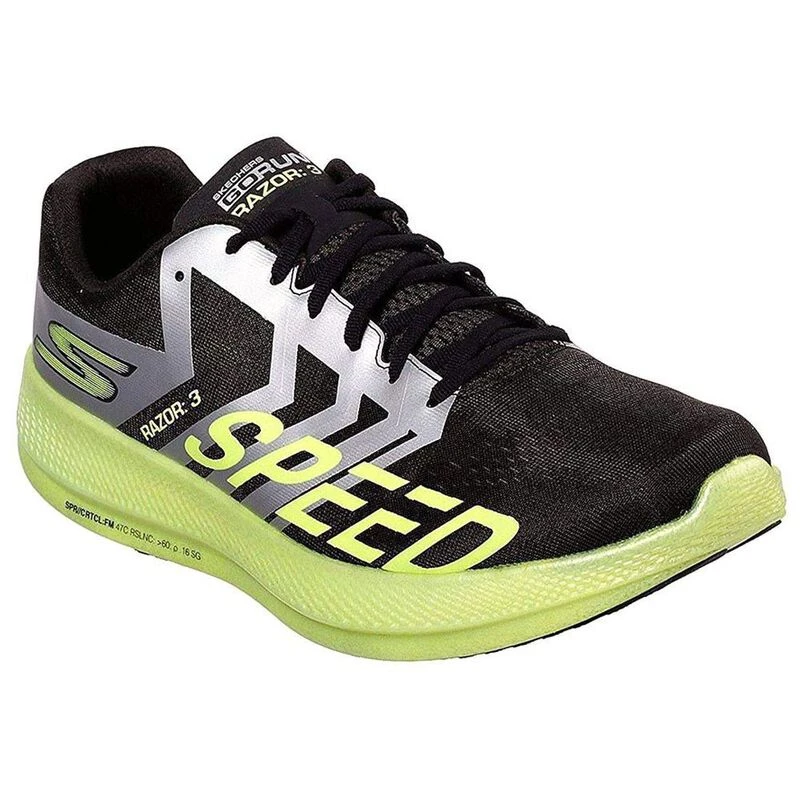 Skechers Womens Go Run 3 Running Shoes (Black/Lime) | Sportpursu