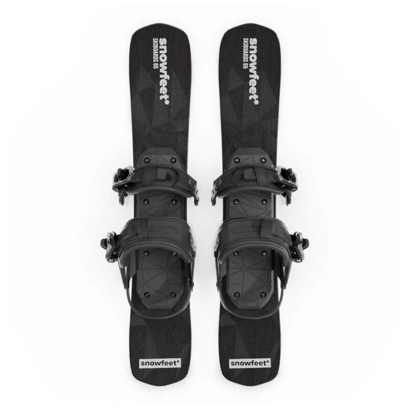 Snowfeet Short Ski 65cm Snowboard Boots Mini Skis (Black)