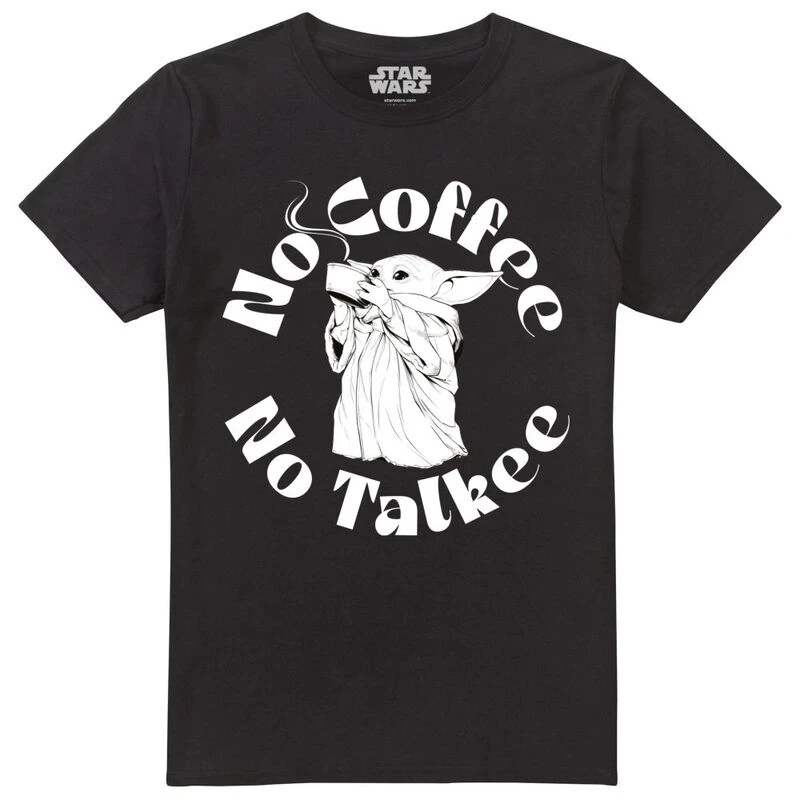 Star Wars Mens Grogu No Coffee No Talkie T Shirt Black Sportpursui