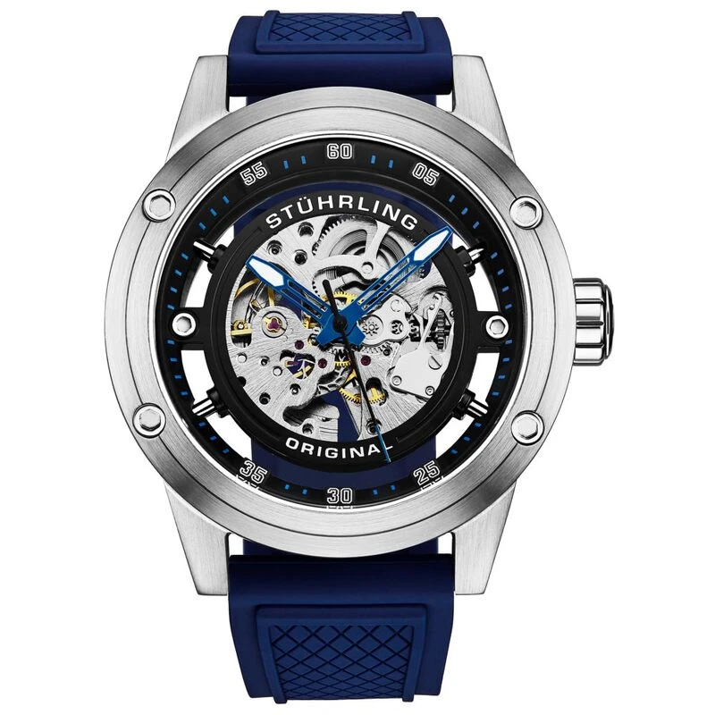 St hrling Mens Grandiose 4034 Automatic 50mm Skeleton Casual Watch Bl