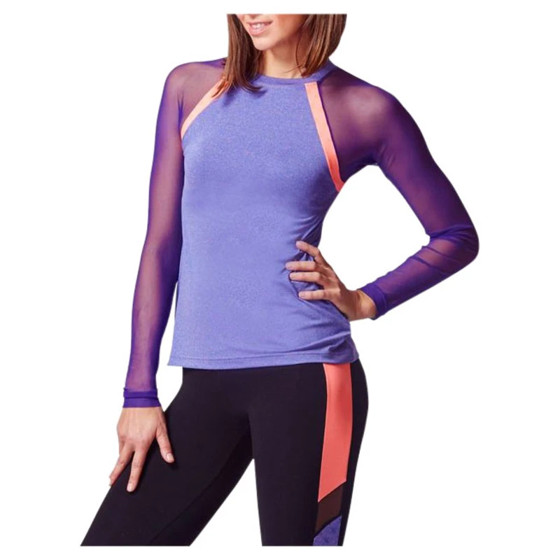 TLC Sport Womens Raglan Mesh Long Sleeve Top (Purple/Coral)