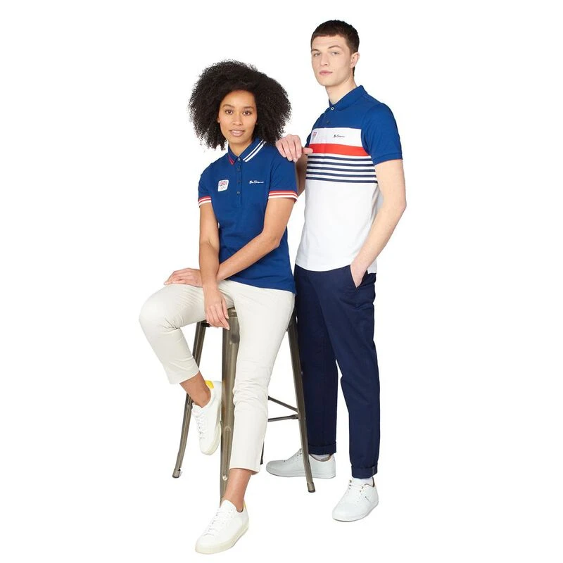 Team GB Mens Chest Stripe Polo Marine Sportpursuit